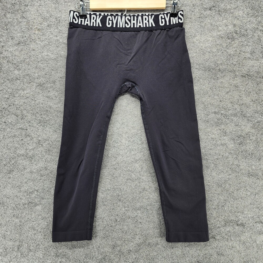 Gymshark Leggings Womens Medium Capri Black Logo Band Low Rise